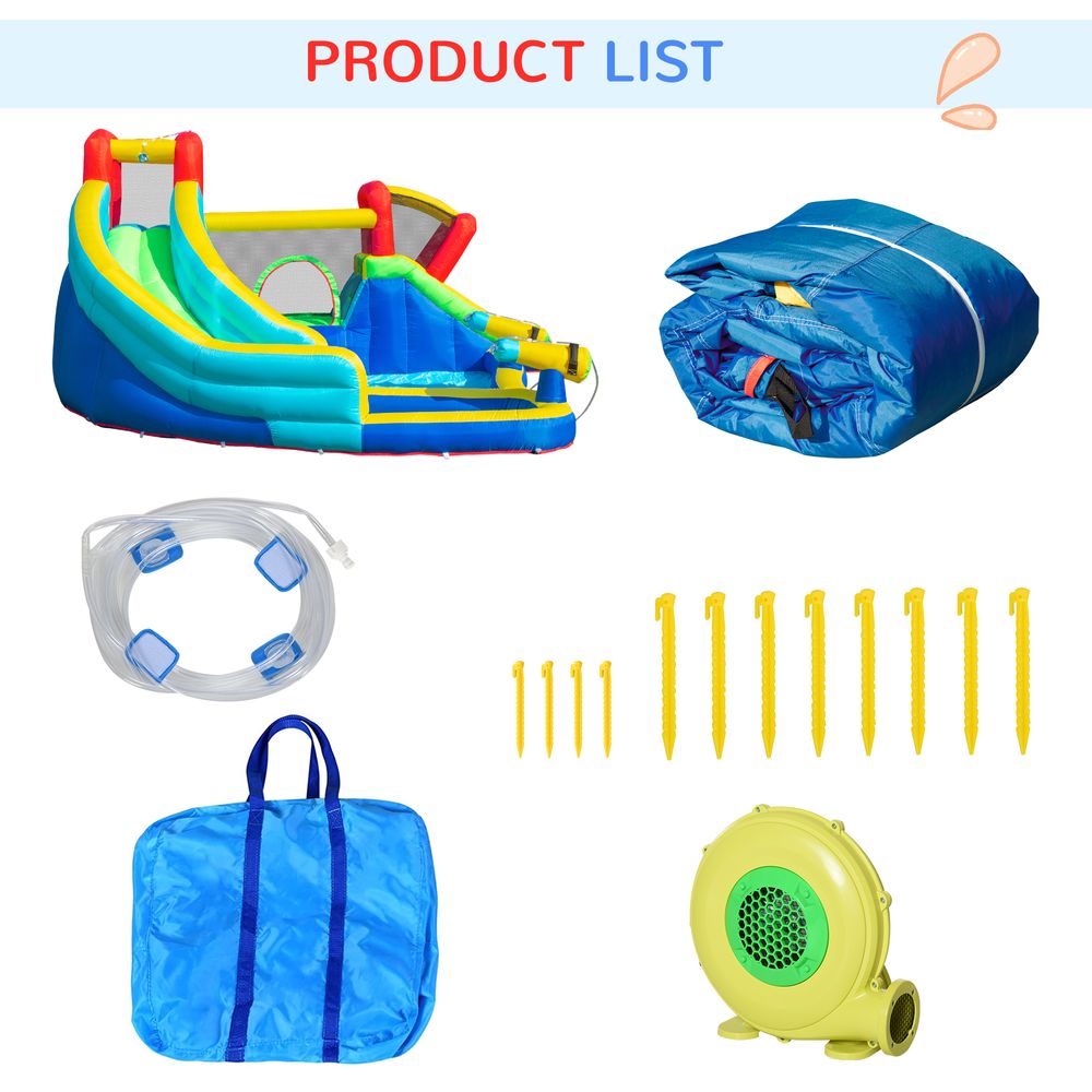 5 in 1 Kids Bouncy Castle with Slide Pool Inflatable House Inflator - anydaydirect