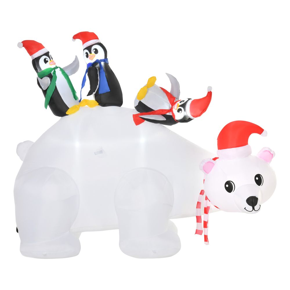 5ft Outdoor Christmas Inflatable with LED Ligh Polar Bear Three Penguins Garden - anydaydirect