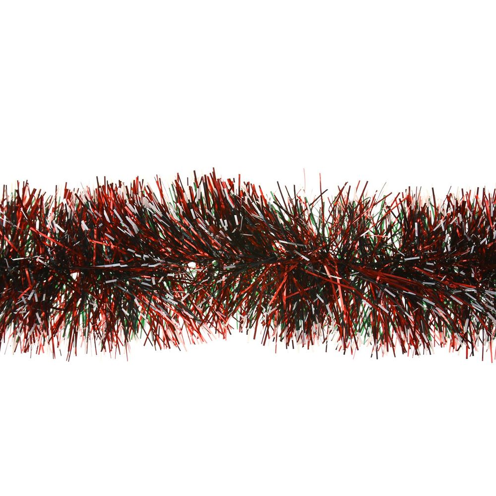 10 x 2M 6 Ply Coloured Snow Tipped 11cm Tinsel Garland RED - anydaydirect