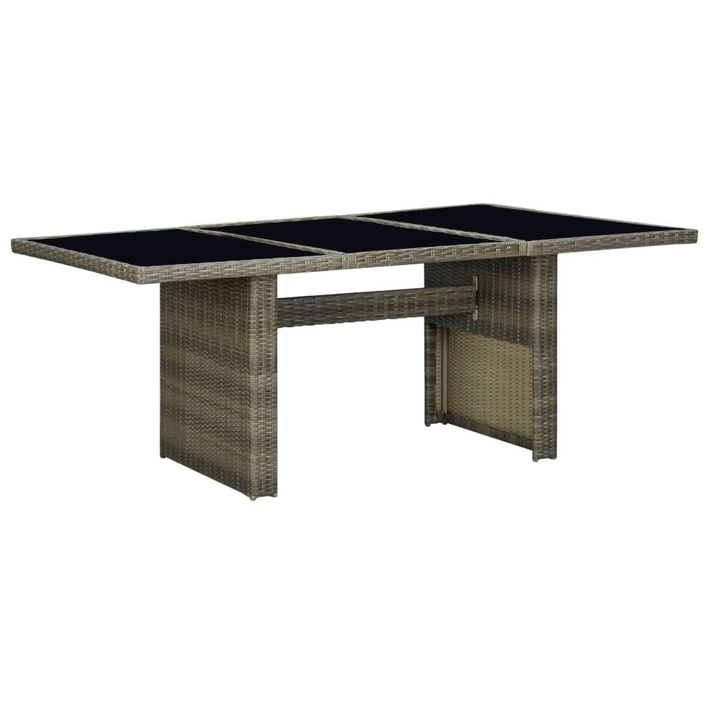 Garden Table Dark Grey Poly Rattan and Tempered Glass - anydaydirect