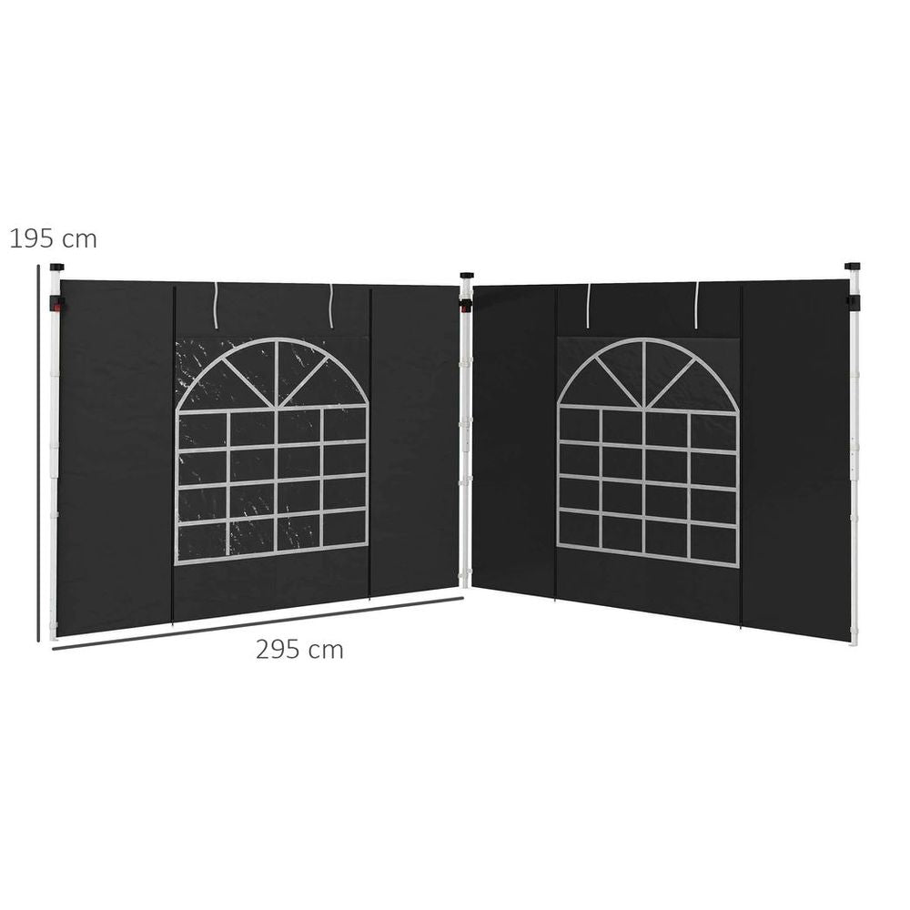 Outsunny 3x3(m) or 3x6m Pop Up Gazebo Side Panels Replacement, 2 Pack, Black - anydaydirect