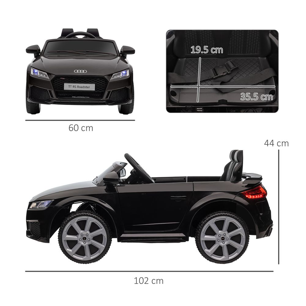 12V Battery Licensed Audi TT Ride On Car w/ Remote Headlight MP3 Black - anydaydirect