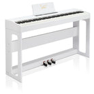 Glarry GDP-104 88 Keys Full Weighted Keyboards Digital Piano with Furniture Stand, Power Adapter, Triple Pedals, Headphone, for All Experience Levels White - anydaydirect
