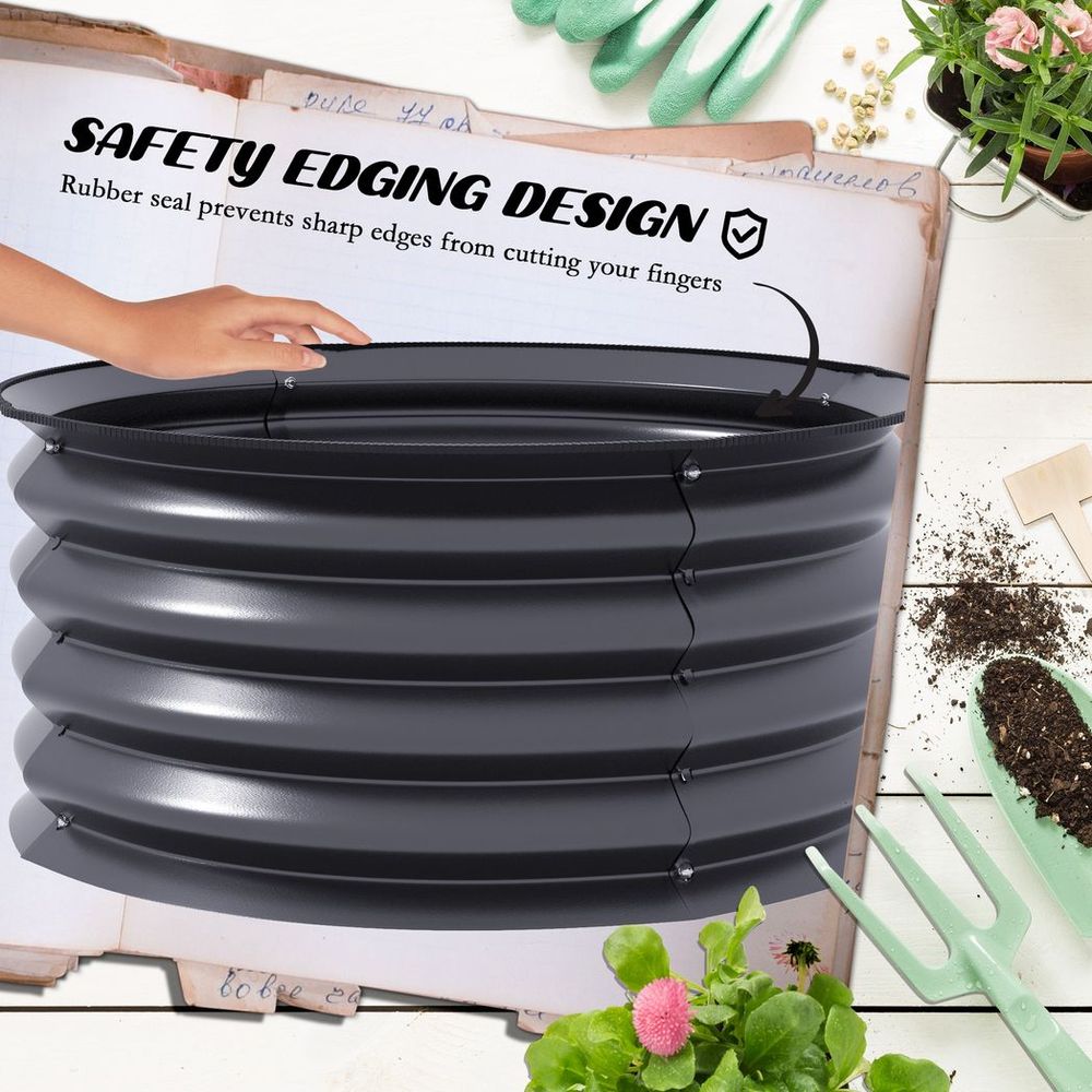 Outsunny Set of 2 Raised Garden Bed Metal Planter Box with Safety Edging, Grey - anydaydirect