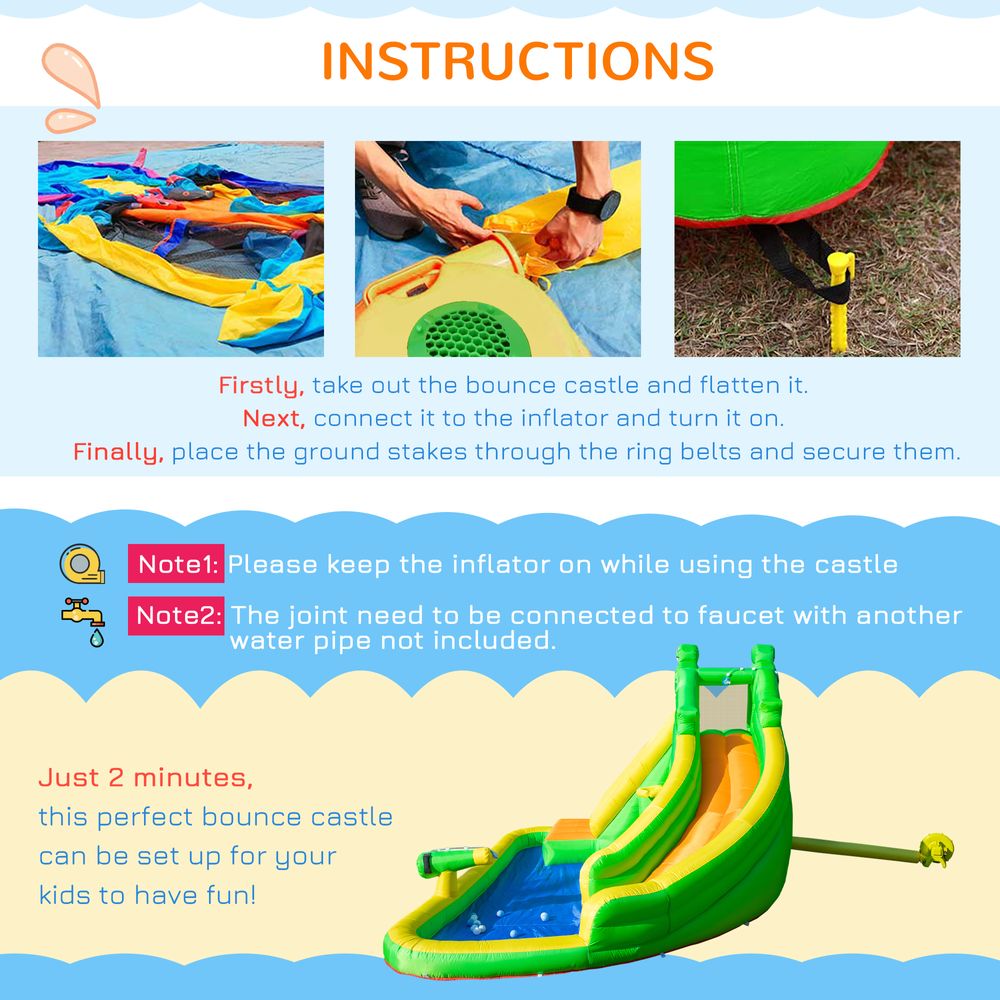 Kids Bouncy Castle with Slide Pool Basket Gun Climbing Wall W/ Blower - anydaydirect