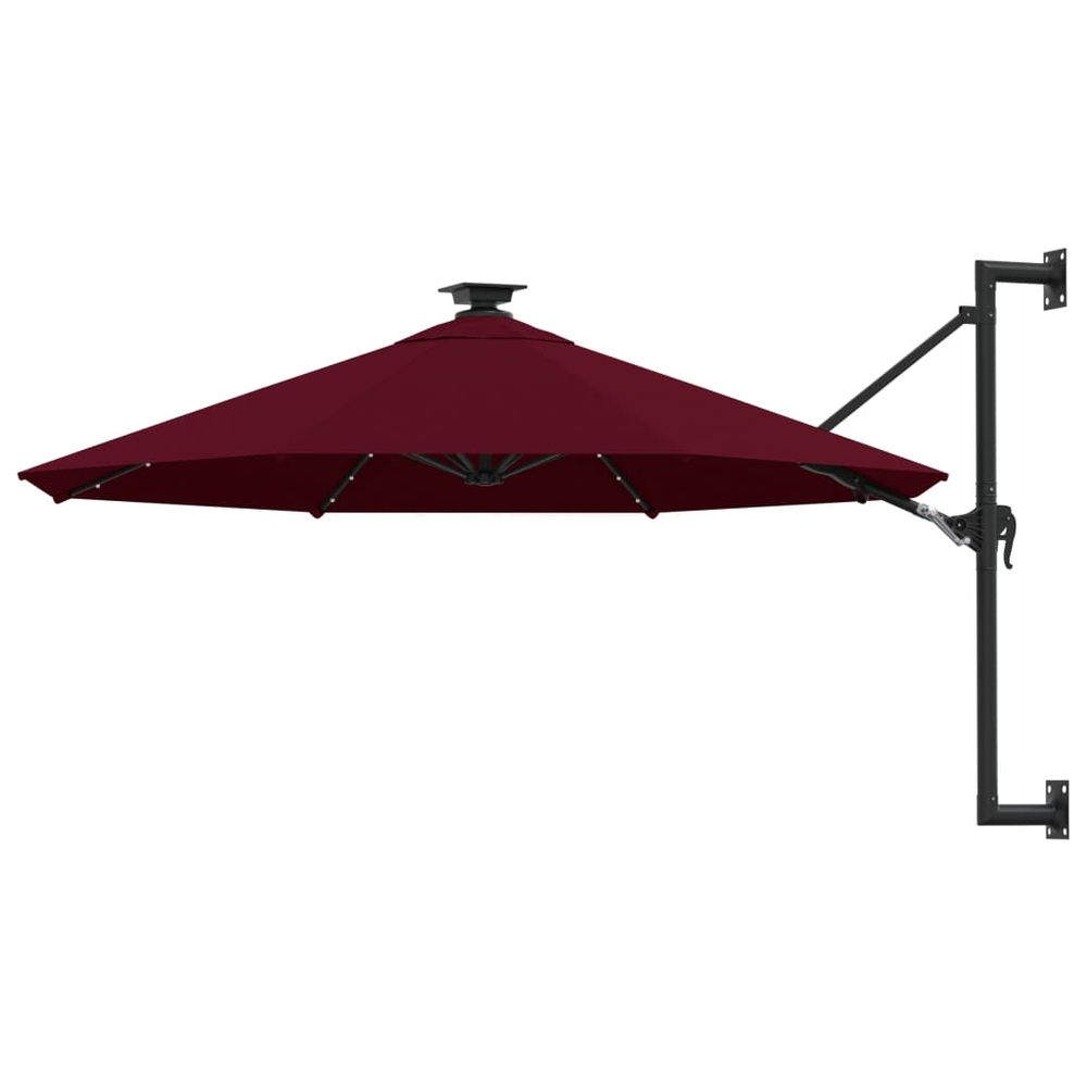 Wall-mounted Parasol with LEDs and Metal Pole 300 cm - anydaydirect