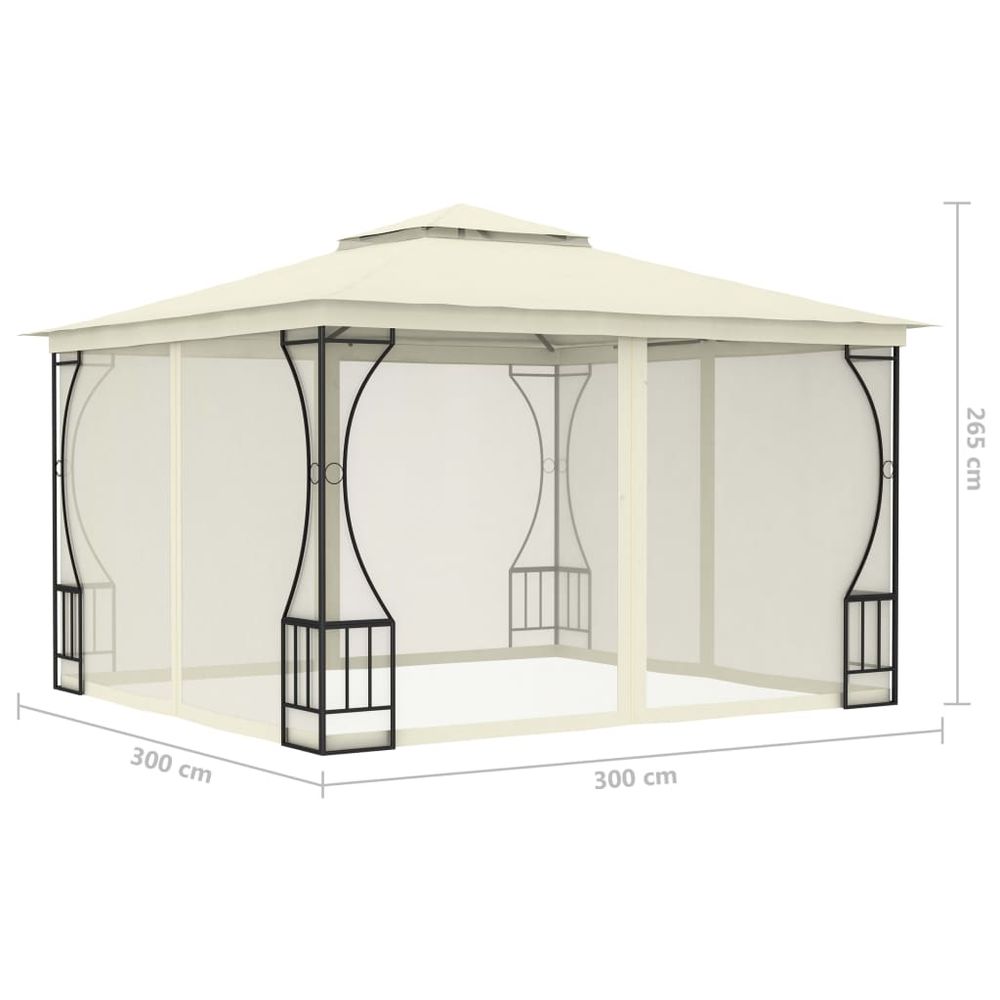 Gazebo with Nets 300x300x265 cm Cream - anydaydirect