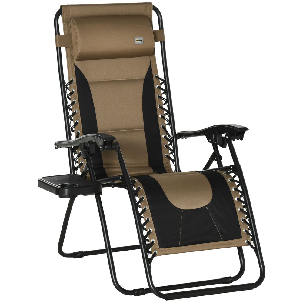 Zero Gravity Chair, Folding Recliner, Adjustable Backrest, Padded Coffee - anydaydirect
