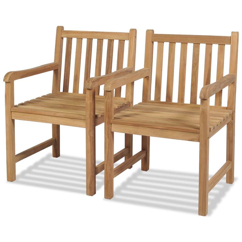 Outdoor Chairs 2 pcs Solid Teak Wood - anydaydirect