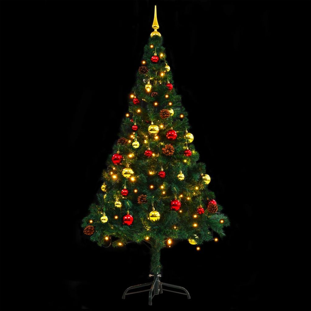 Artificial Christmas Tree with Baubles and LEDs Green 150 cm to 210 cm - anydaydirect