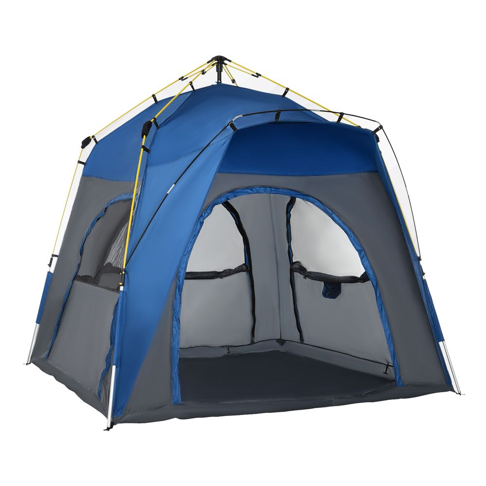 Four Man Pop Up Tent Automatic Camping Backpacking Dome Shelter, Grey Outsunny - anydaydirect