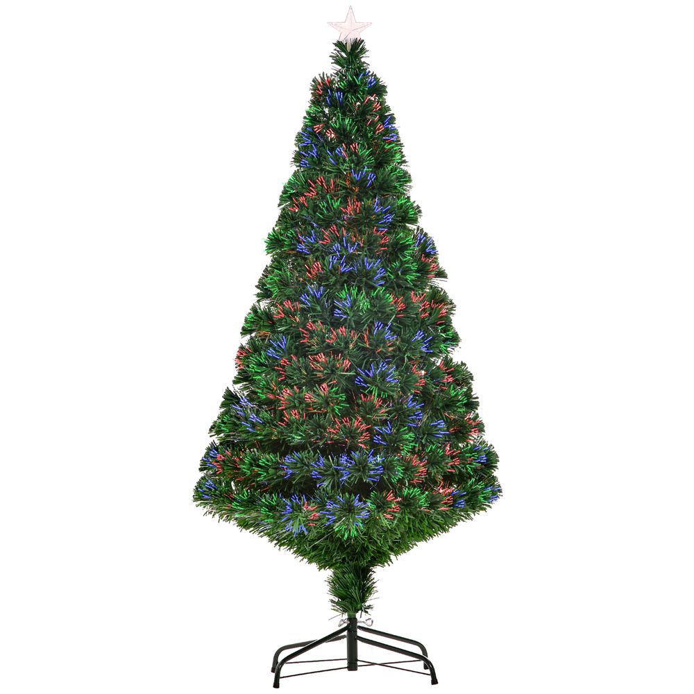 Pre-Lit Fibre Optic Artificial Christmas Tree Tree Topper Multi-Colour 5ft - anydaydirect