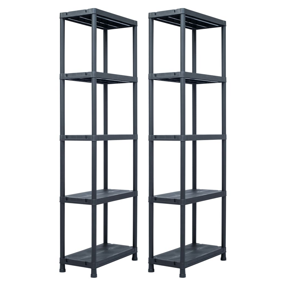 Storage Shelf Racks 2 pcs Black 125 kg 60x30x180 cm Plastic - anydaydirect