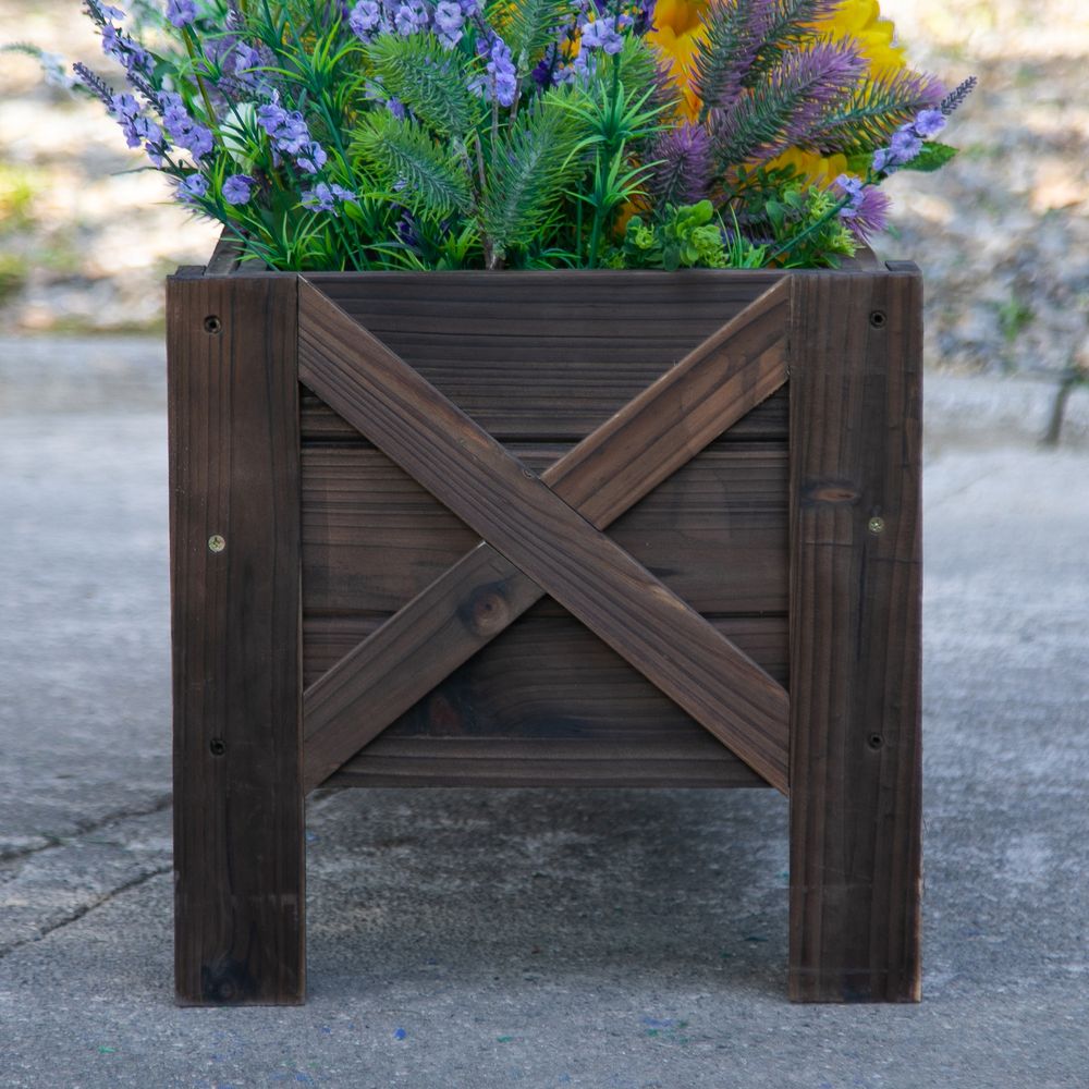 Wooden Garden Raised Bed Planter Grow Containers Pot, 100x36.5x36cm Outsunny - anydaydirect