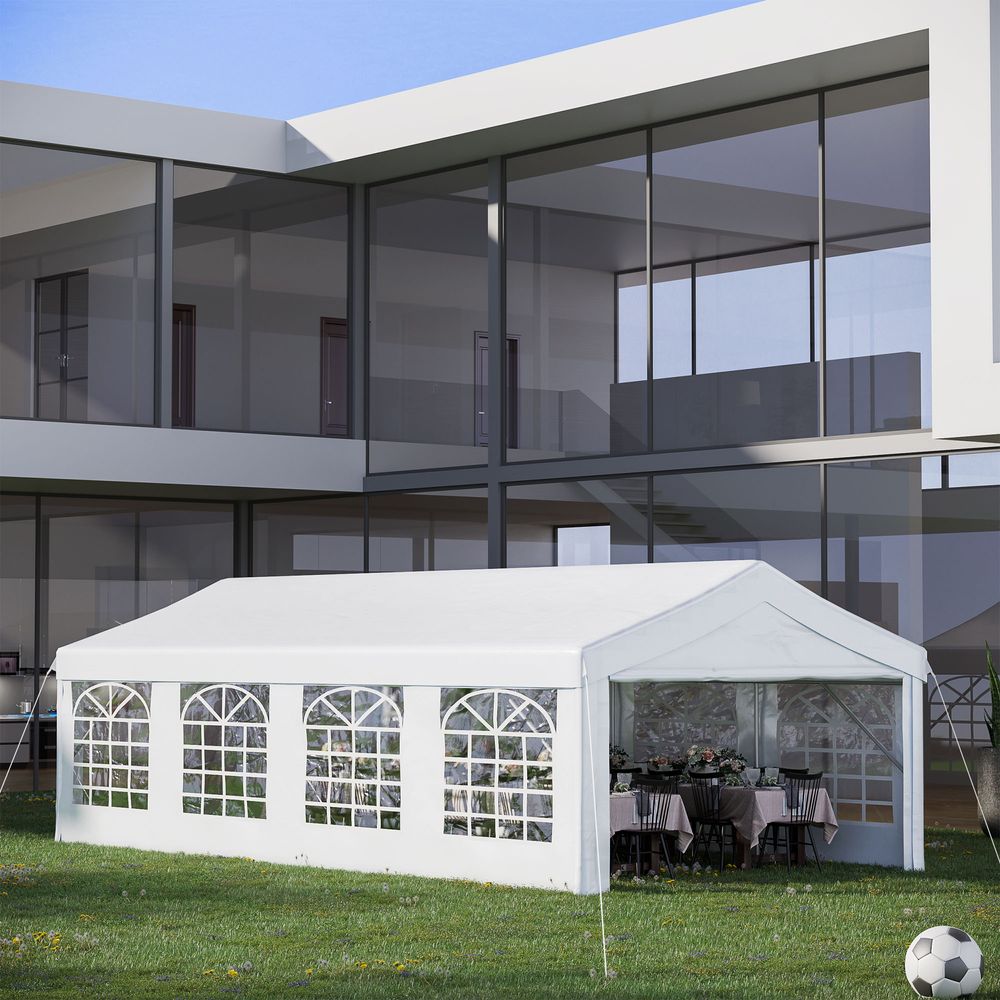 8m Gazebo Garden Marquee Canopy Party Carport Shelter White Outsunny - anydaydirect