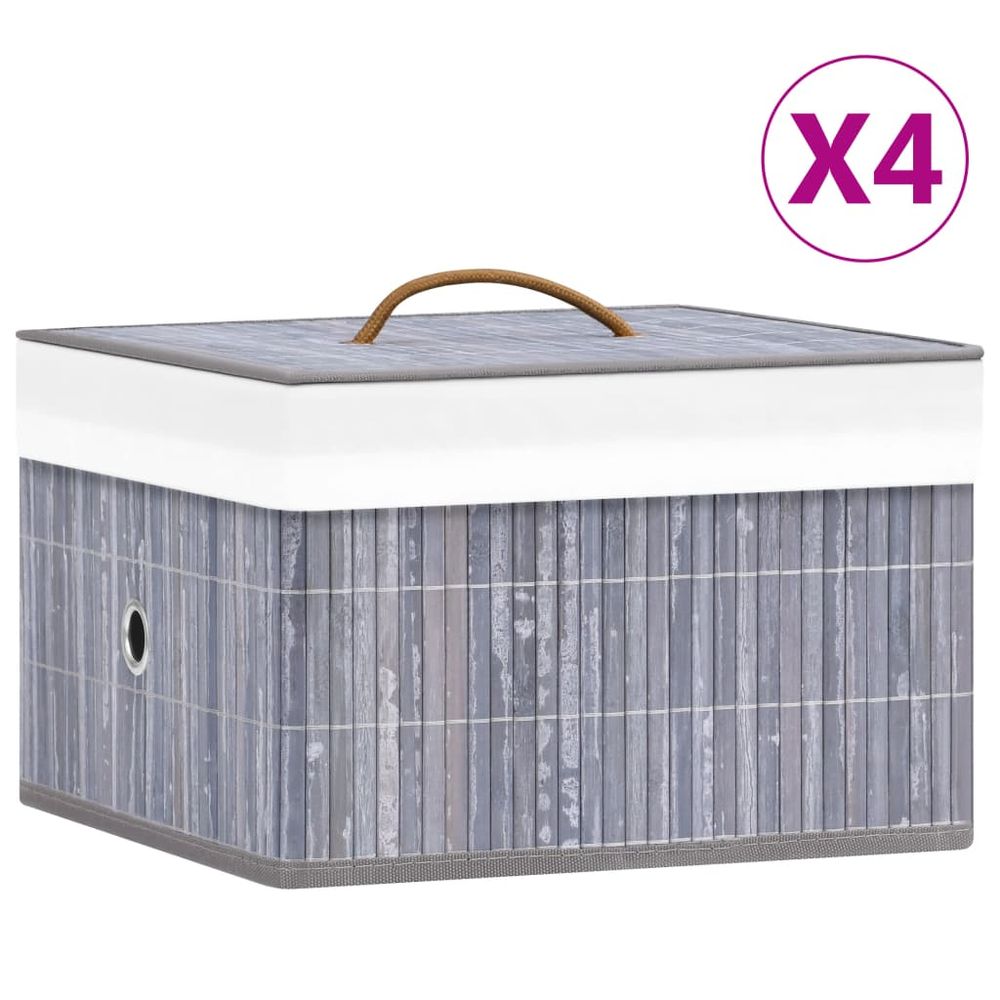 Bamboo Storage Boxes 4 pcs - anydaydirect