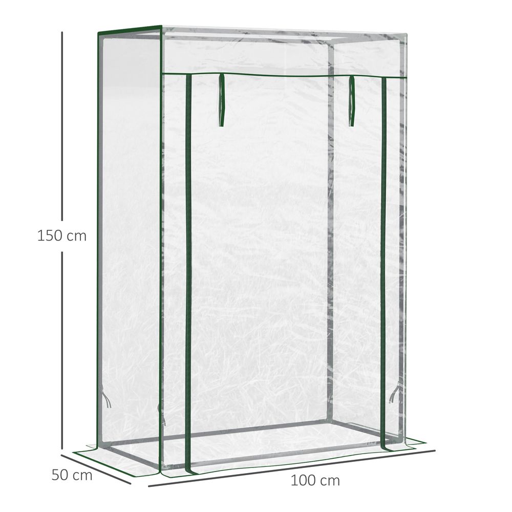 100x50x150cm Greenhouse Steel Frame PVC Cover with Roll-up Door Outdoor Green - anydaydirect