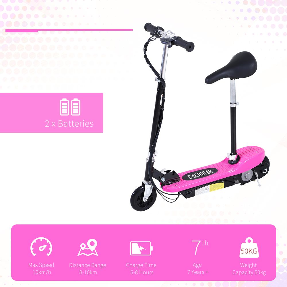 Kids Foldable Electric Powered Scooters 120W Toy Brake Kickstand Pink HOMCOM - anydaydirect