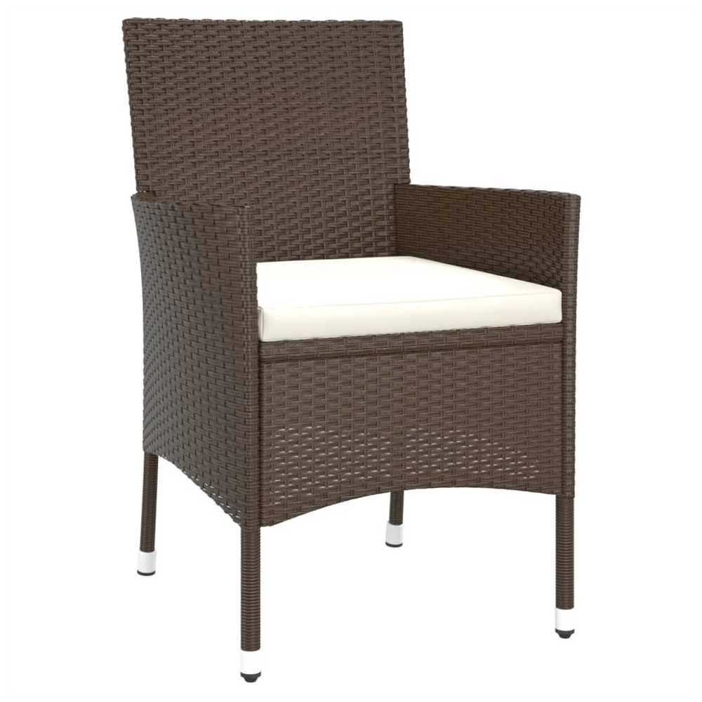 vidaXL Garden Chairs with Cushions 4 pcs Brown Poly Rattan - anydaydirect