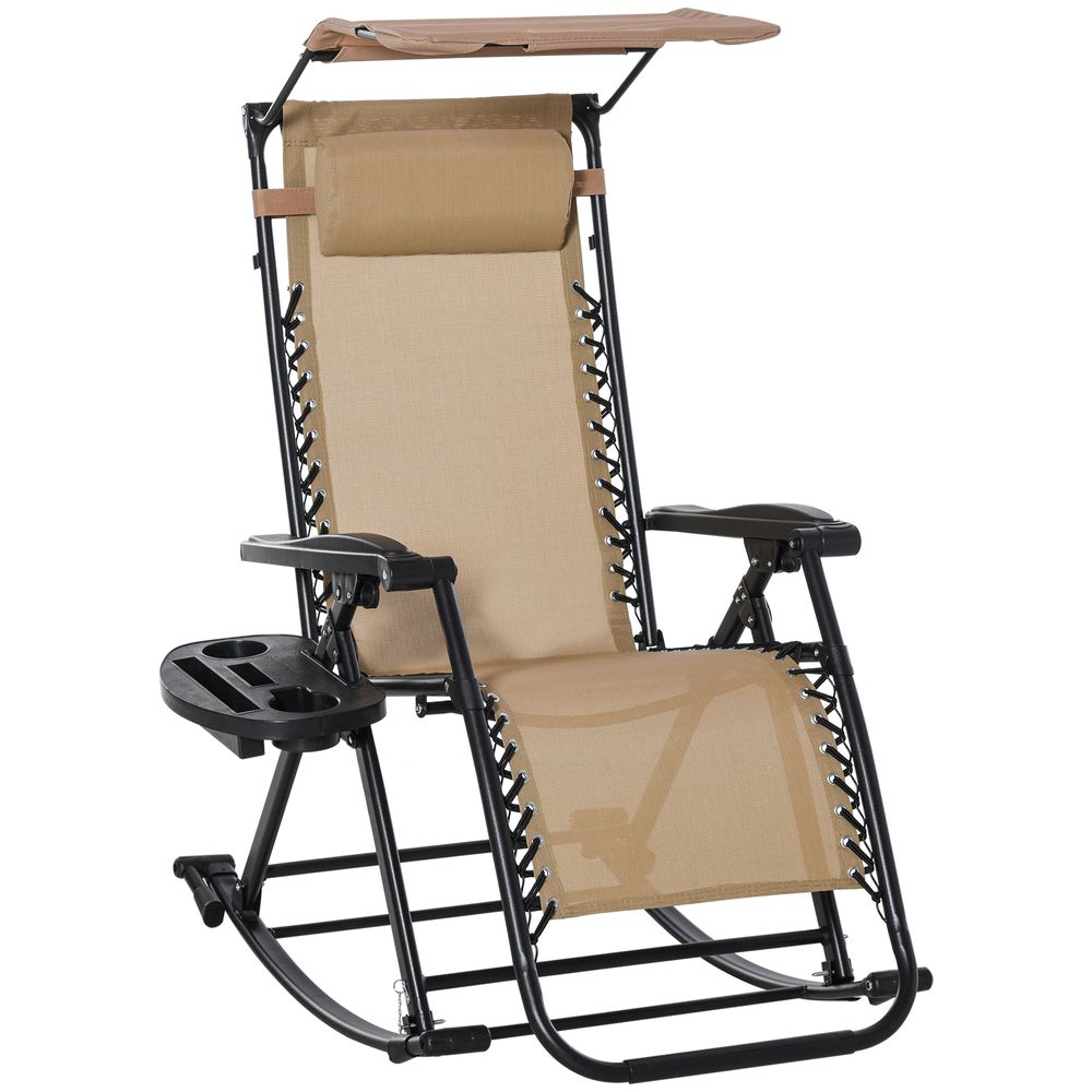 Folding Recliner Chair Outdoor Lounge Rocker Zero-Gravity Seat w/ Adjustable - anydaydirect