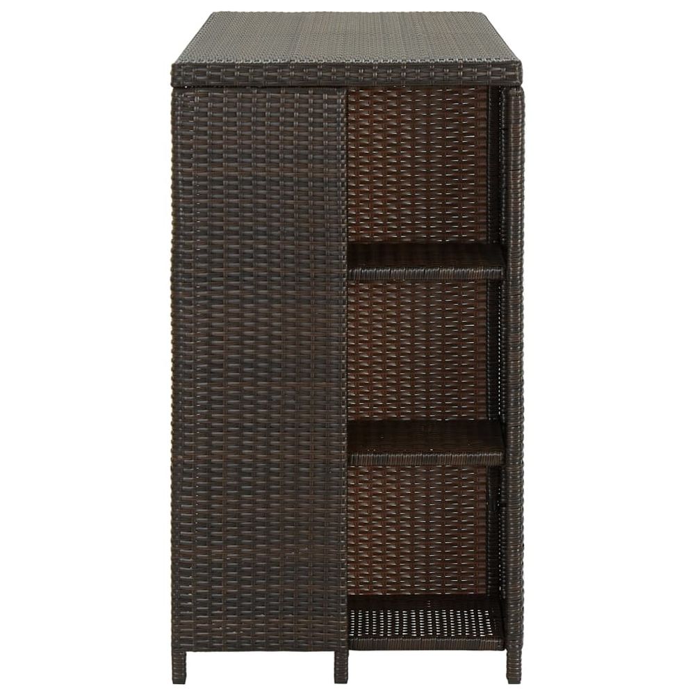 Bar Table with Storage Rack Brown 120x60x110 cm Poly Rattan - anydaydirect