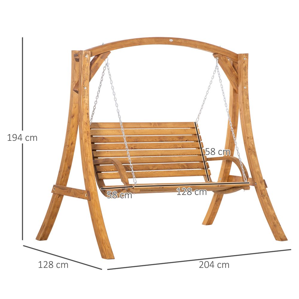 Outsunny 2 Seater Garden Swing Seat Swing Chair, Outdoor Wooden Swing Bench Seat - anydaydirect