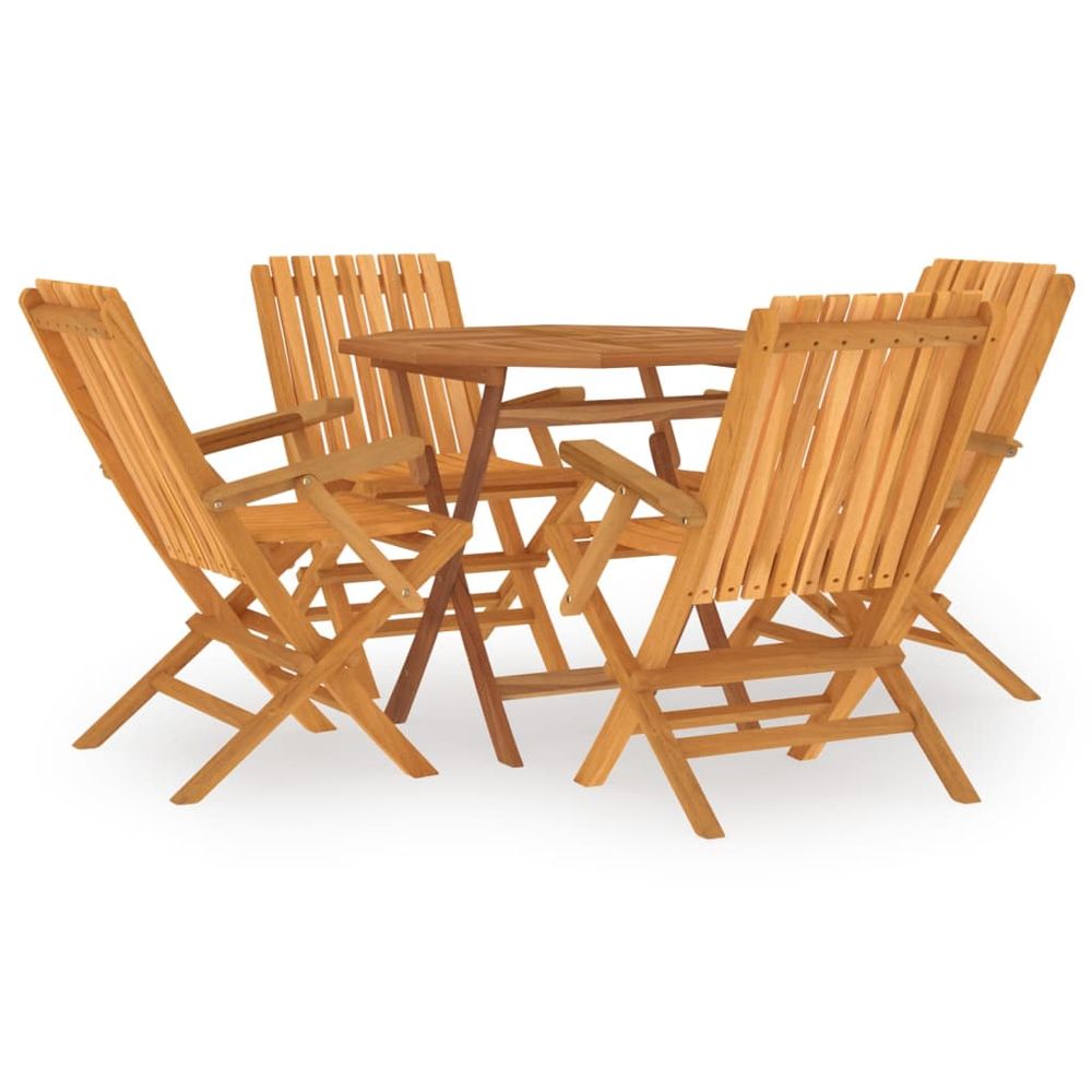 5 Piece Garden Dining Set Solid Wood Teak - anydaydirect