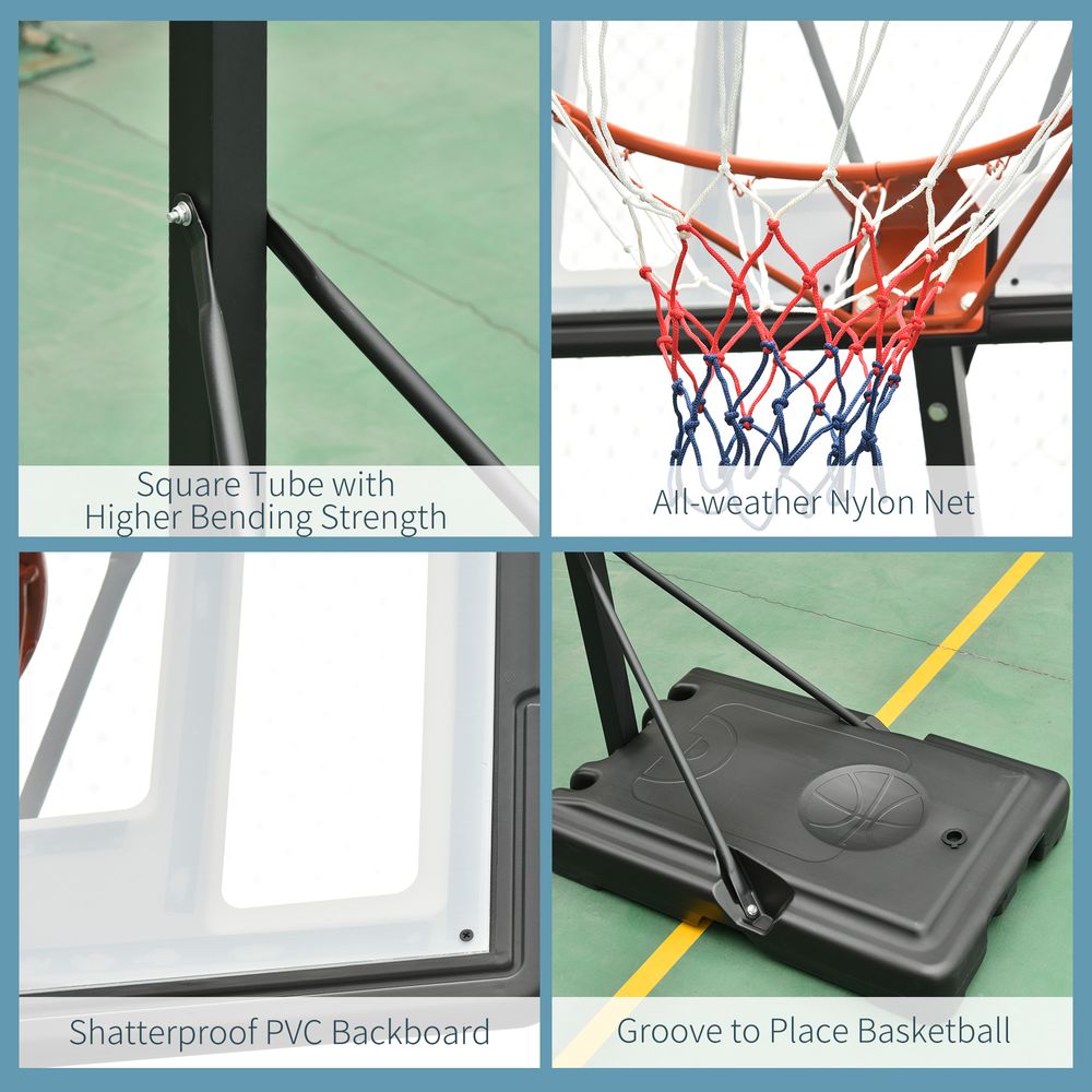 Basketball Hoop Freestanding 255-305cm Height Adjustable Stand  Wheels HOMCOM - anydaydirect