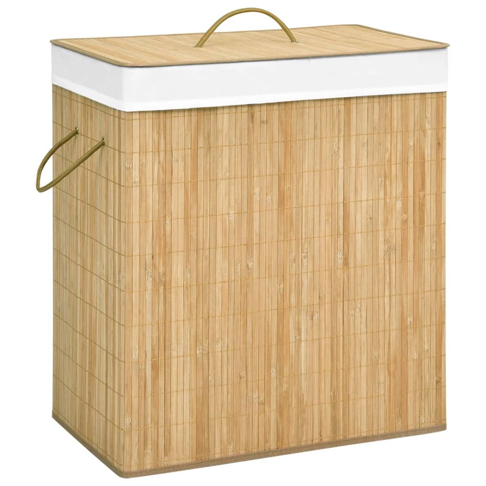 Bamboo Laundry Basket with 2 Sections 72 L - anydaydirect