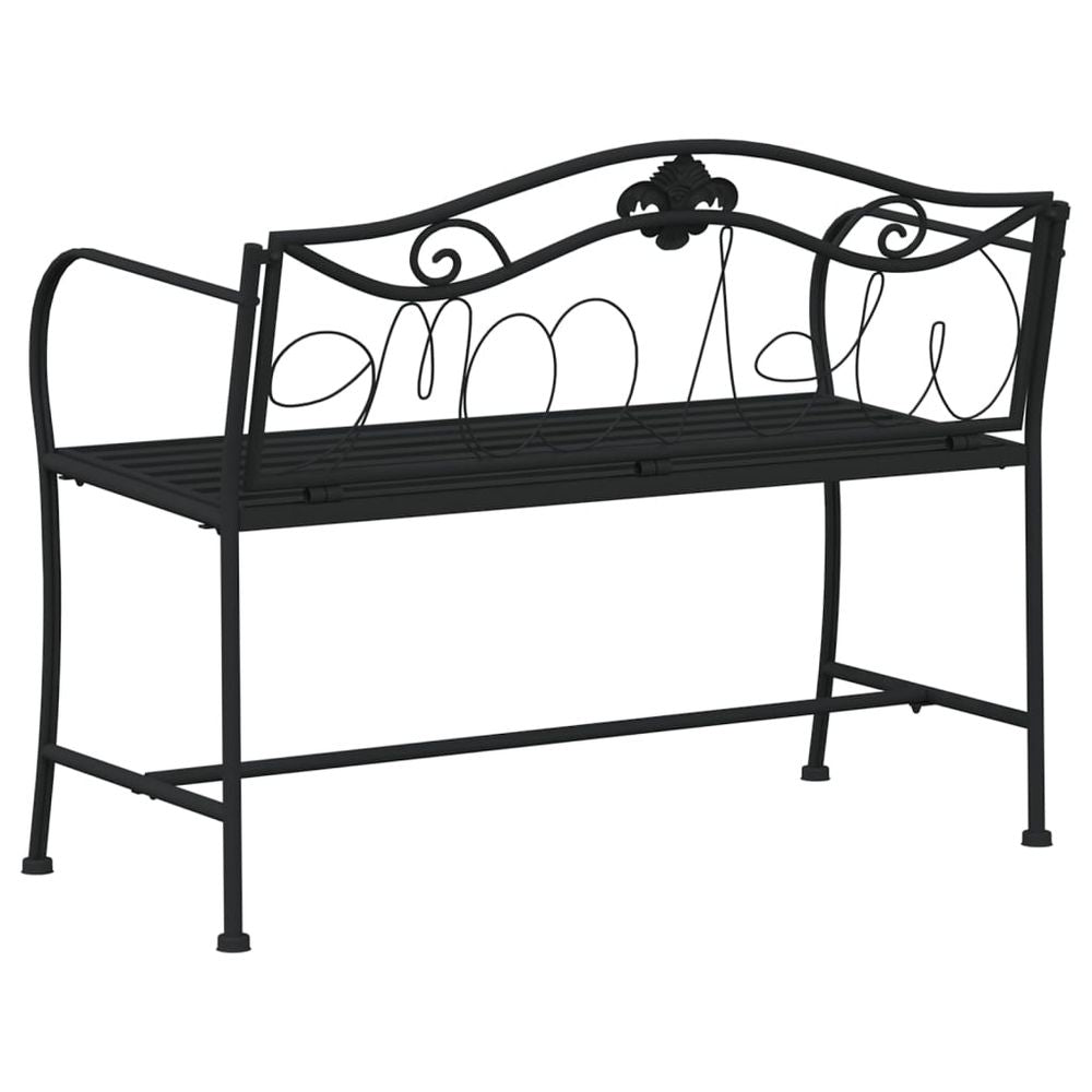 2-Seater Garden Bench 104 cm Black Steel - anydaydirect