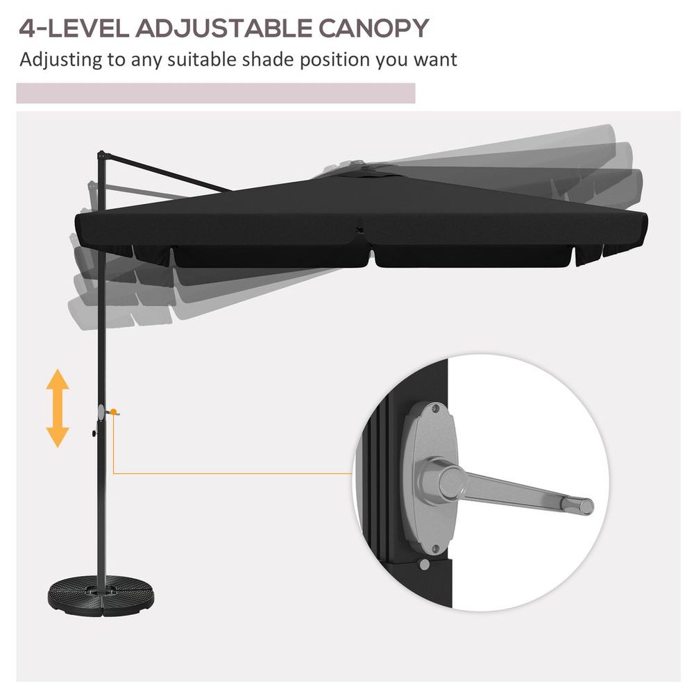 Outsunny 3(m)Garden Parasol Patio Umbrella w/ Crank Handle and Tilt Grey - anydaydirect