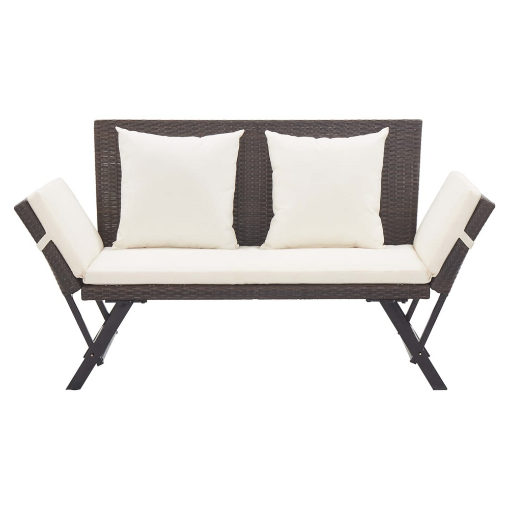 Garden Bench with Cushions Brown 176 cm Poly Rattan - anydaydirect