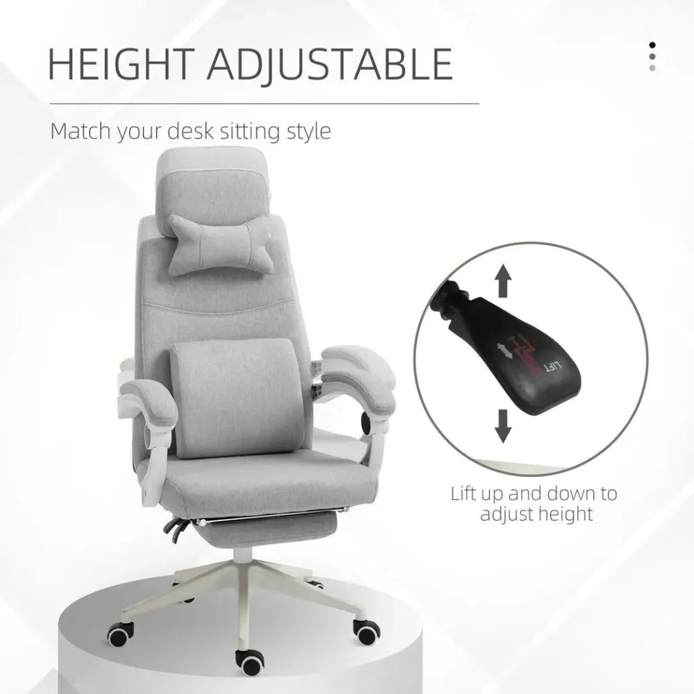 Ergonomic Home Office Chair 360 Swivel with Footrest Height Adjustable Grey - anydaydirect