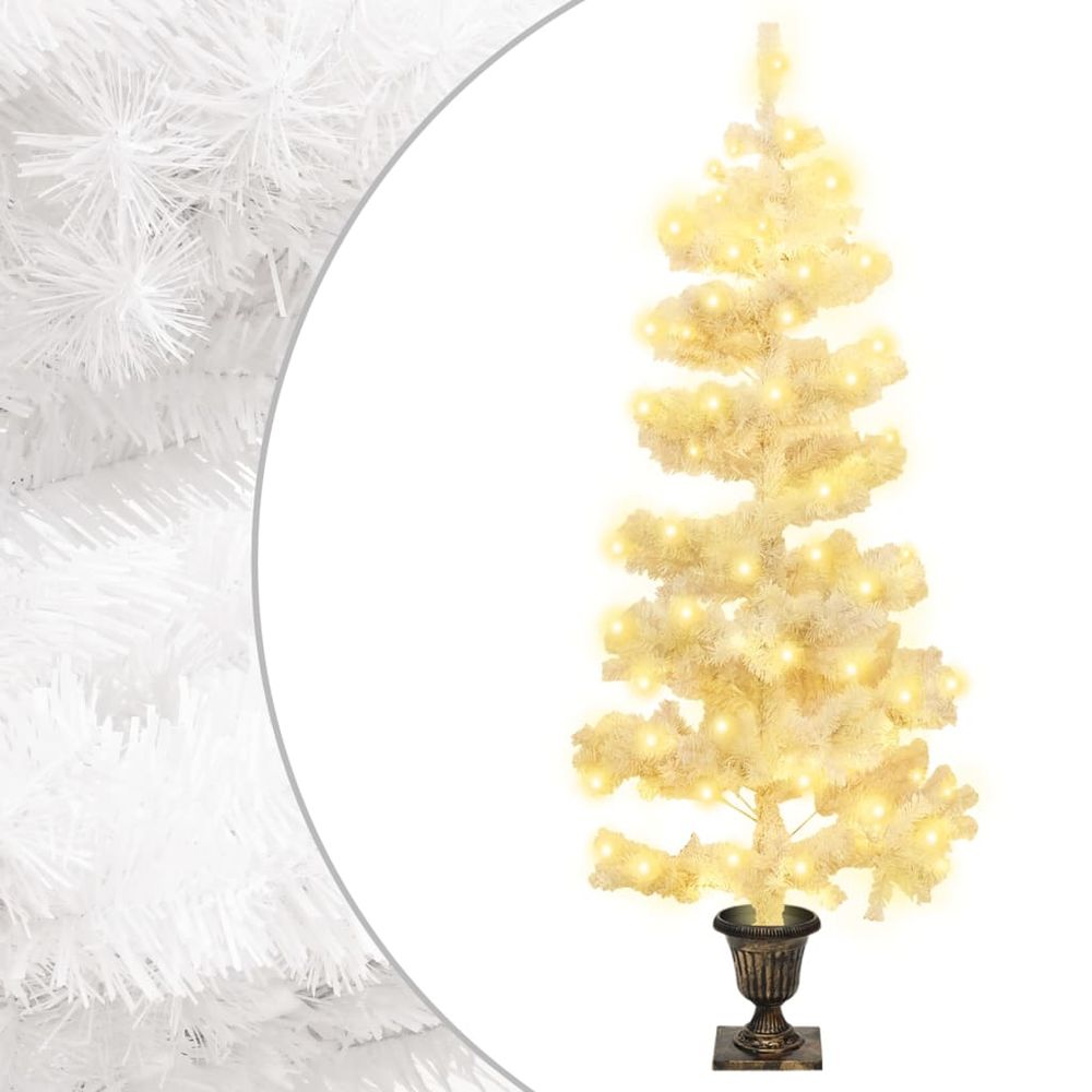 Swirl Christmas Tree with Pot and LEDs Green 120 cm PVC - anydaydirect