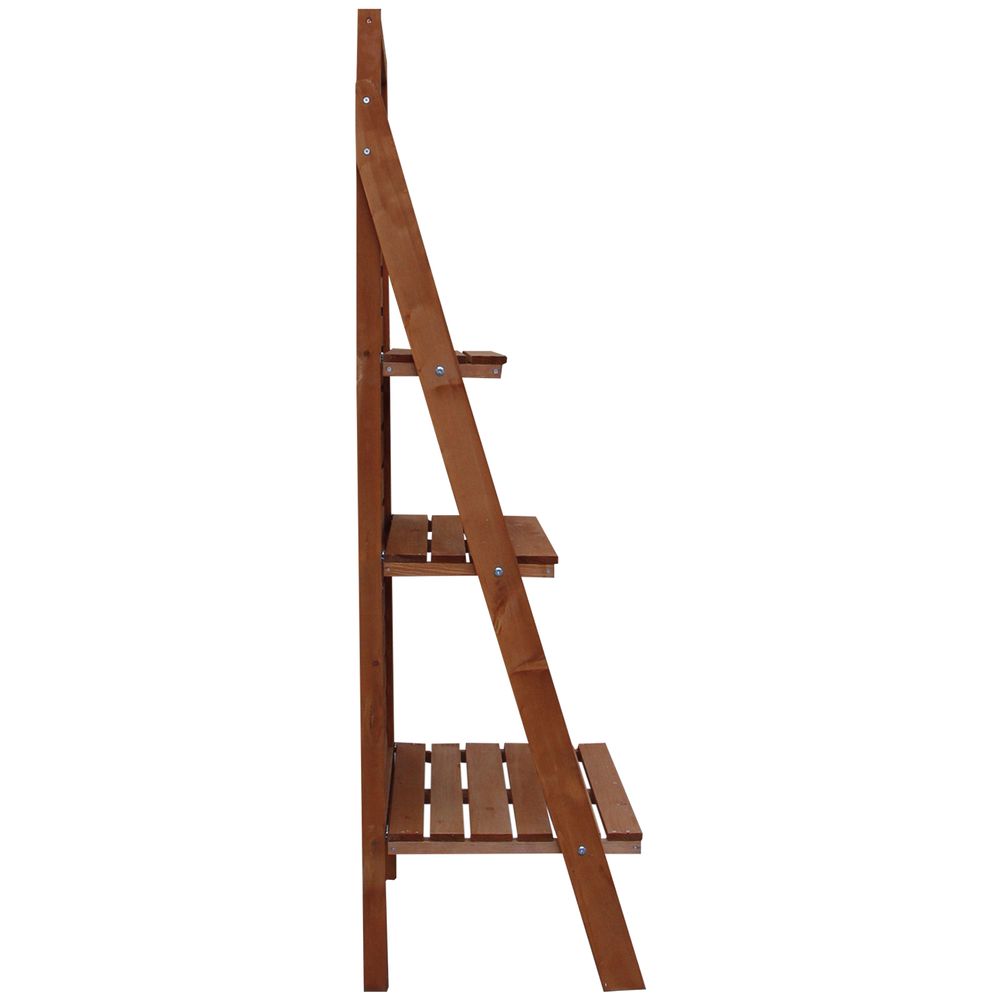 Outsunny Fir Wood 3-Tier Outdoor Plant Ladder Stand Burnt Orange Tone - anydaydirect