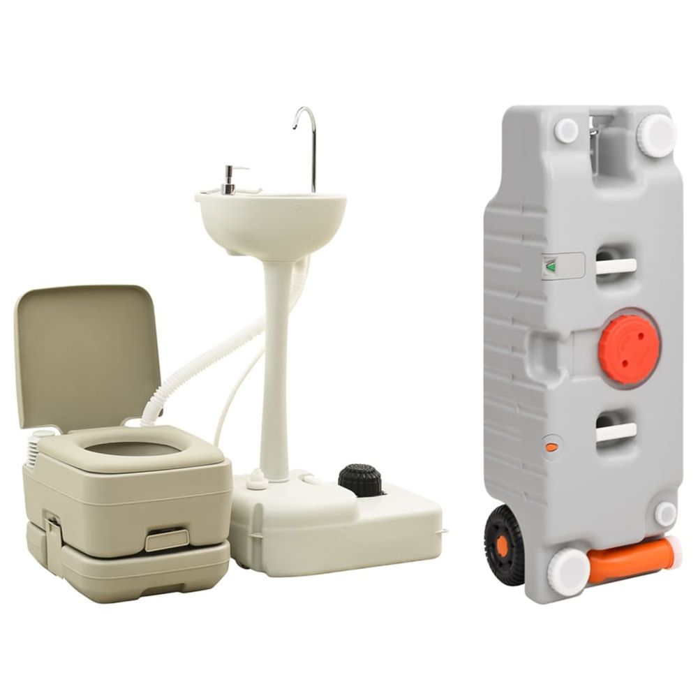 Portable Camping Toilet and Handwash Stand Set with Water Tank - anydaydirect