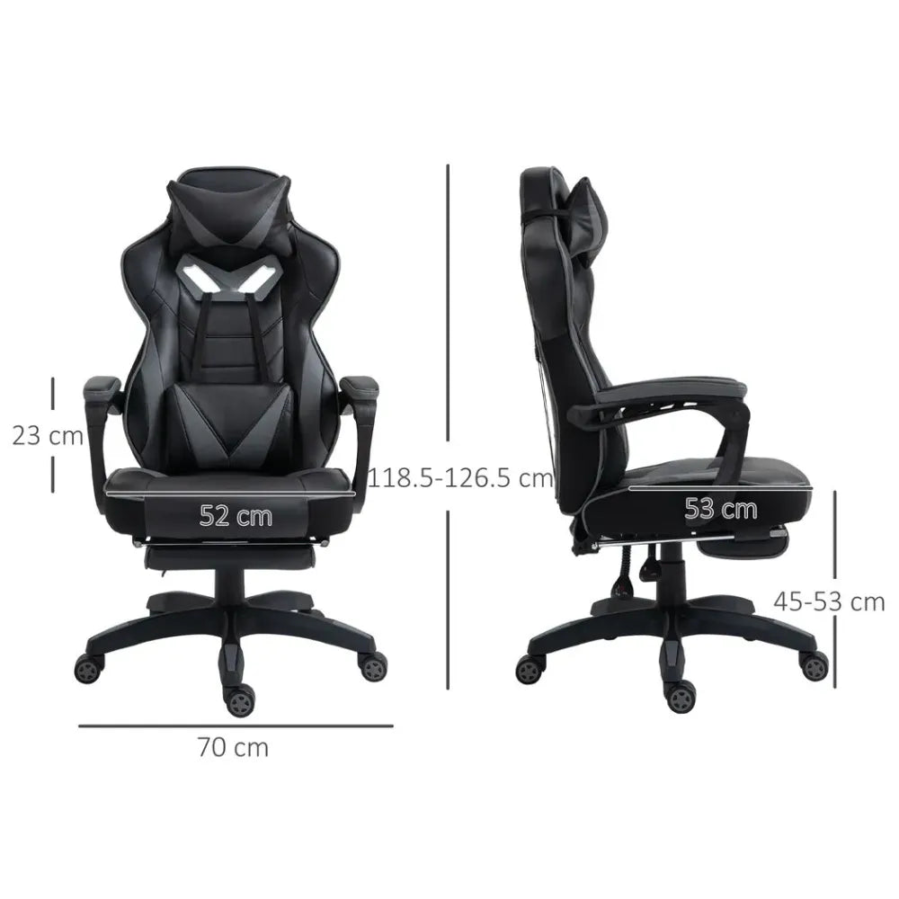 Gaming Chair Ergonomic Reclining w/ Manual Footrest Wheels Stylish Office Grey - anydaydirect