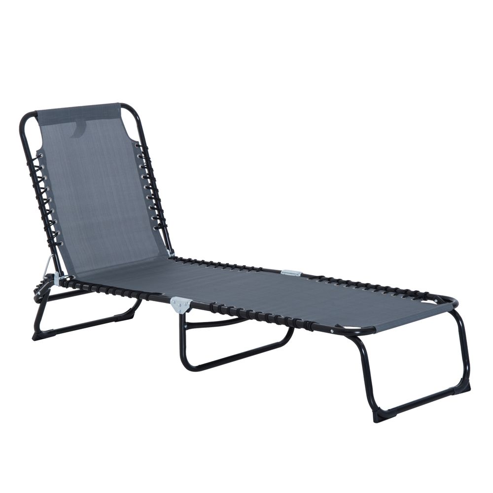 Foldable Sun Lounger Deck Beach Reclining Seat Bed Garden Chair Outsunny - anydaydirect