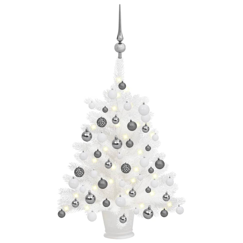 Artificial Christmas Tree with LEDs&Ball Set White 65 cm to 240cm - anydaydirect