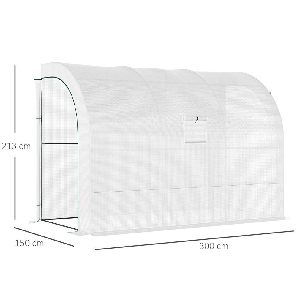 300 x 150 x 213 Plant Greenhouse Garden Nursery w/ Cover Window, White - anydaydirect