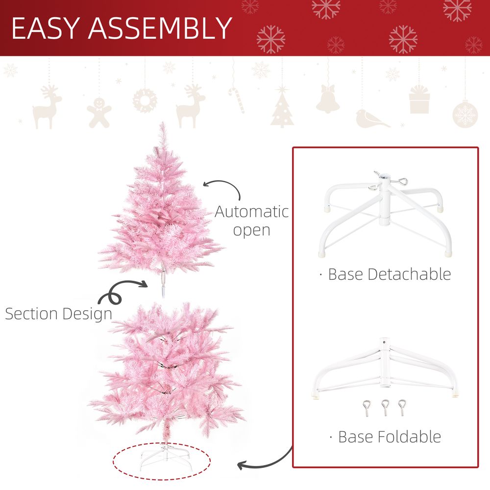 5FT Artificial Christmas Tree Holiday Xmas Automatic Open for Home Party Pink - anydaydirect