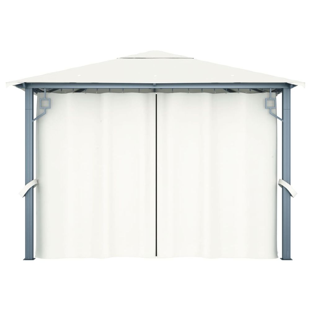 Gazebo with Curtain 300x300 cm Cream Aluminium - anydaydirect