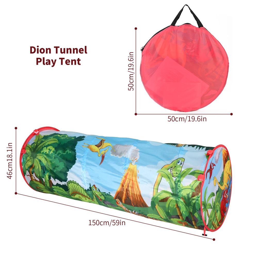 SOKA Kids Play Tunnel Green Pop Up Dino Dinosaur Indoor or Outdoor Garden Play Tent - anydaydirect