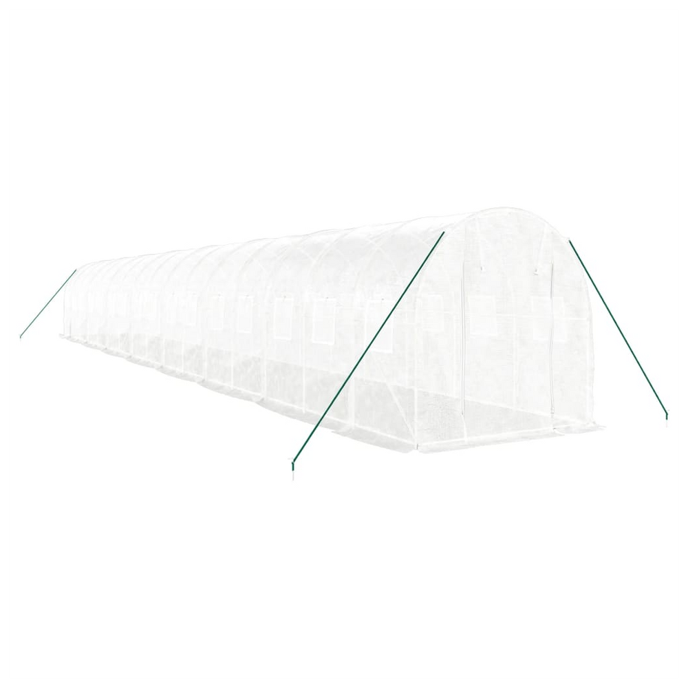 vidaXL Greenhouse with Steel Frame White 32 m² 16x2x2 m - anydaydirect