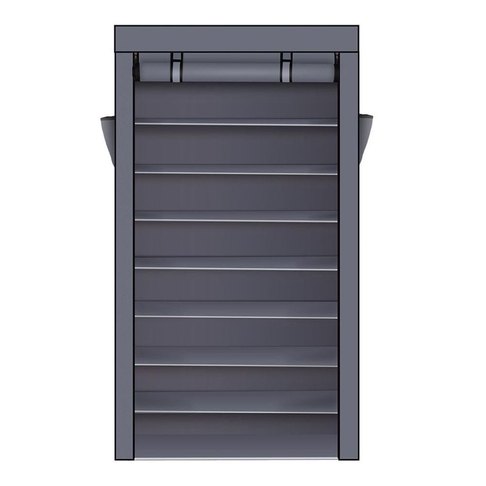 10 Tiers Shoe Rack with Dustproof Cover Closet Shoe Storage Cabinet Organizer Gray - anydaydirect
