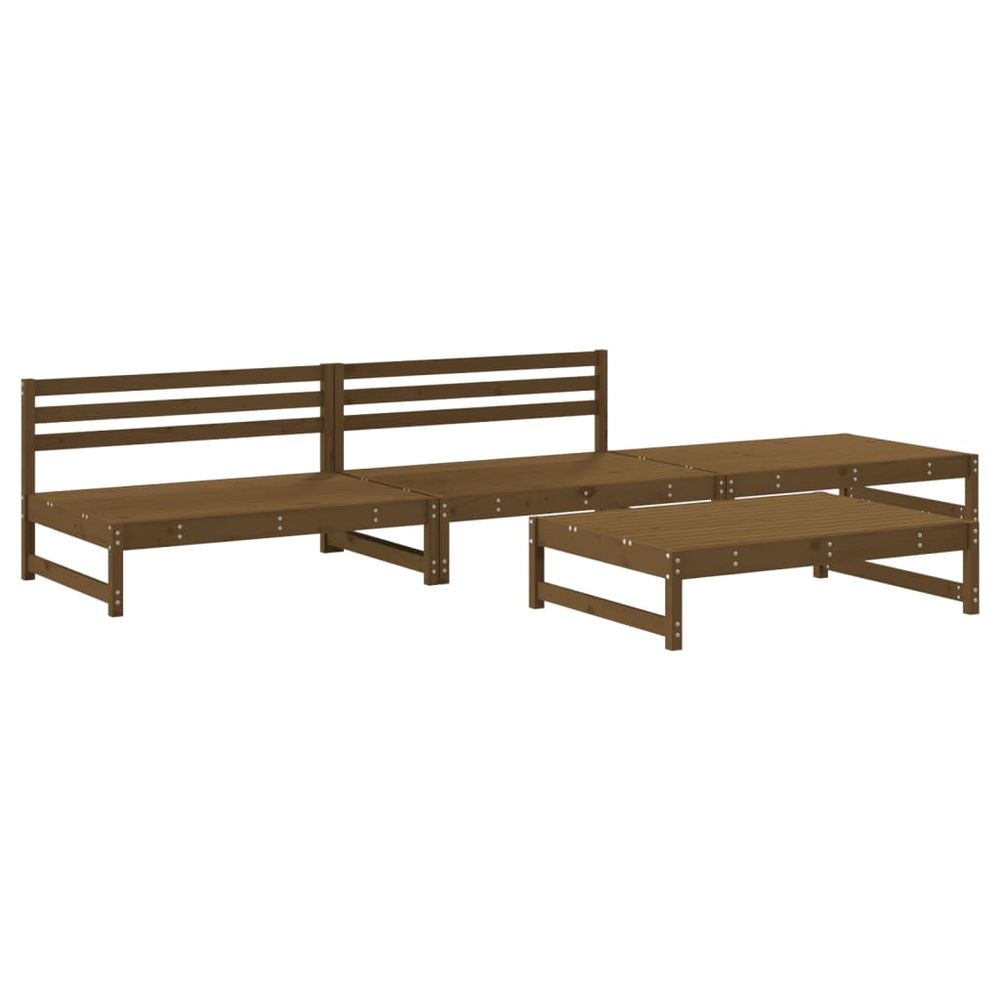 vidaXL 4 Piece Garden Lounge Set Honey Brown Solid Wood Pine - anydaydirect