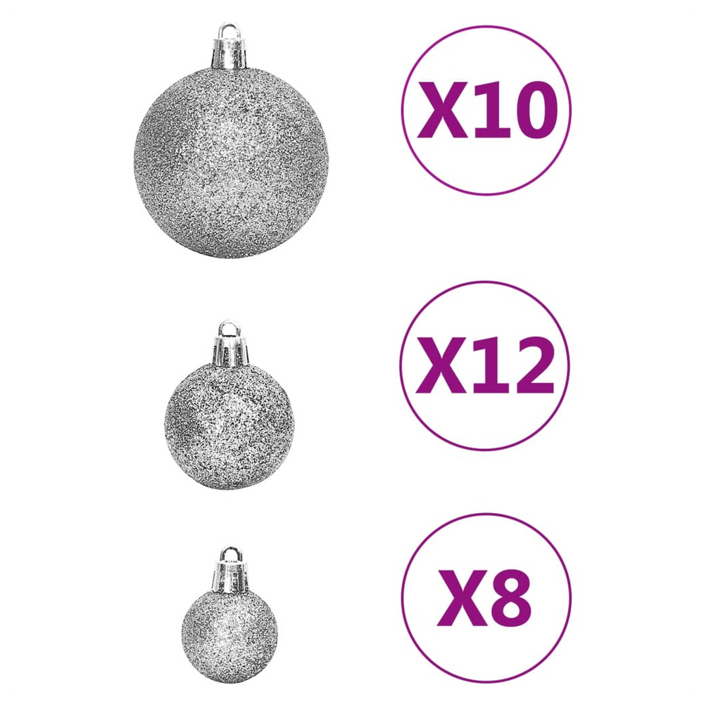 vidaXL 111 Piece Christmas Bauble Set Silver Polystyrene - anydaydirect