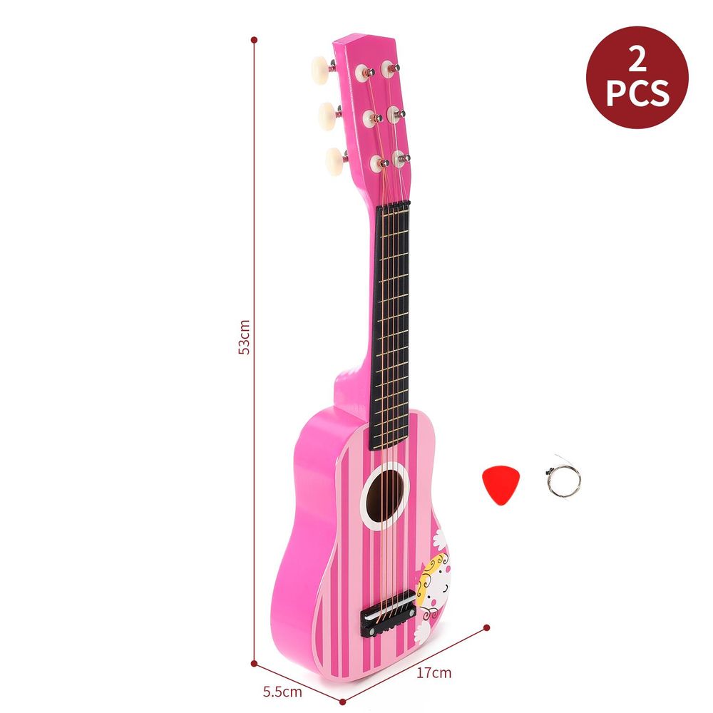 SOKA Wooden Pink Stripe Striped Pink Princess Guitar Children Girls Instrument - anydaydirect