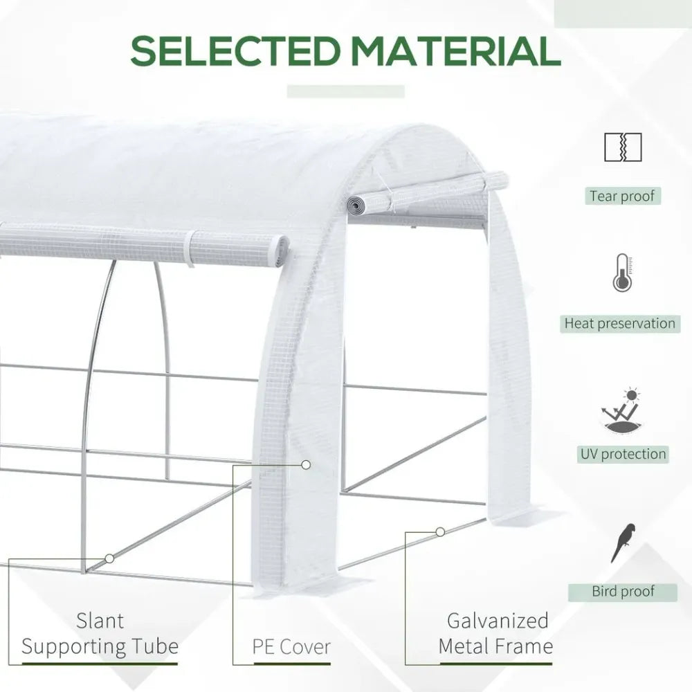 6 x 3 x 2 m Polytunnel Greenhouse Pollytunnel Tent w/ Steel Frame White - anydaydirect