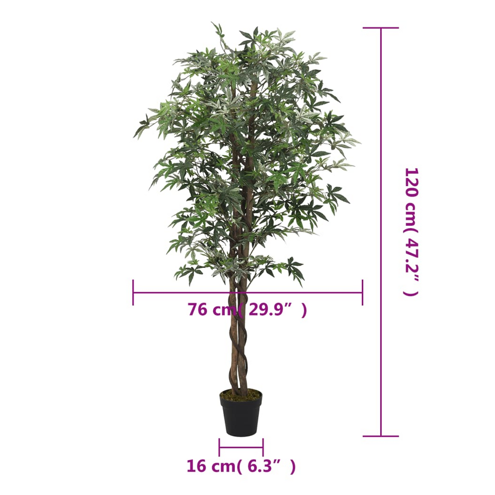 vidaXL Artificial Maple Tree 336 Leaves 120 cm Green - anydaydirect